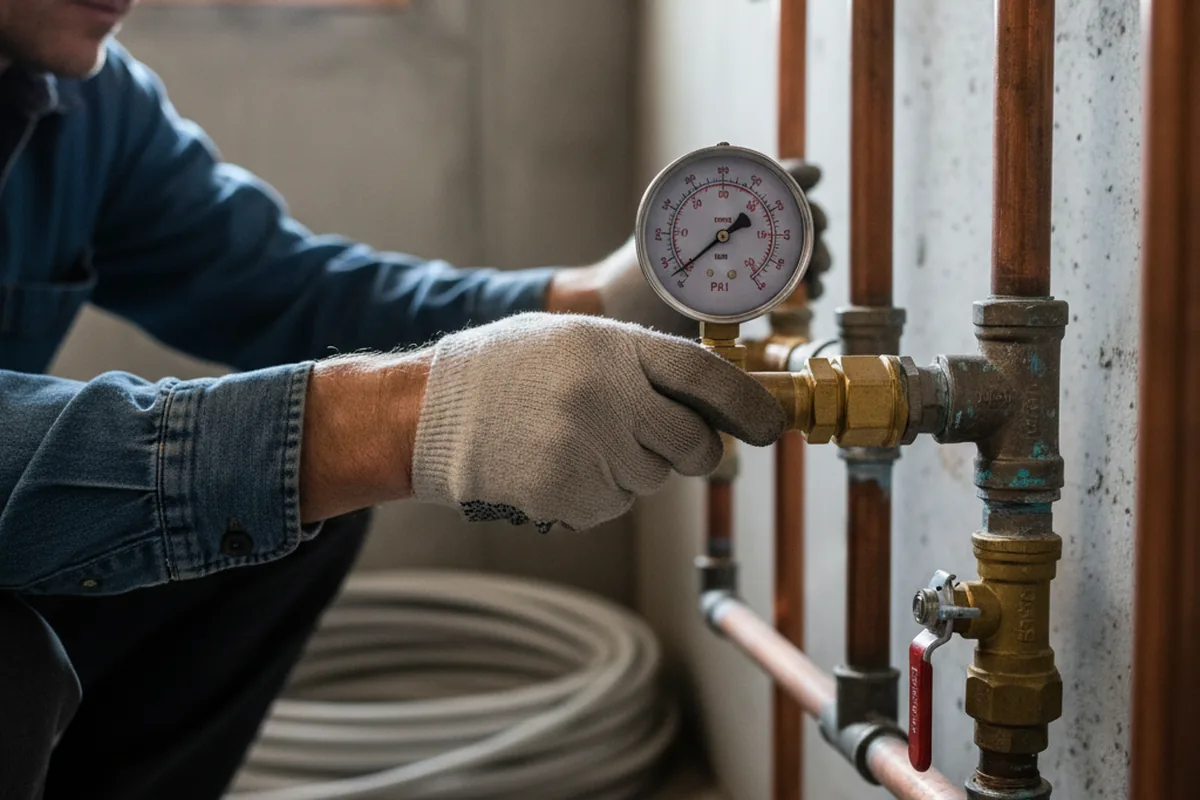 Pressure testing a repaired line during Water Line Repair in Lake Worth Beach